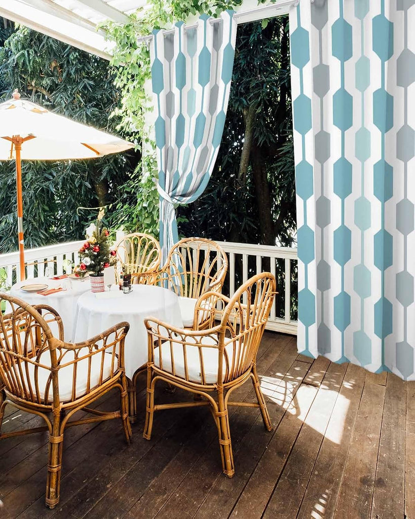 Outdoor Curtains Waterproof, Mid-Century Modern Privacy Screen Outdoor Front Porch Decor, Grommet Outside Curtains