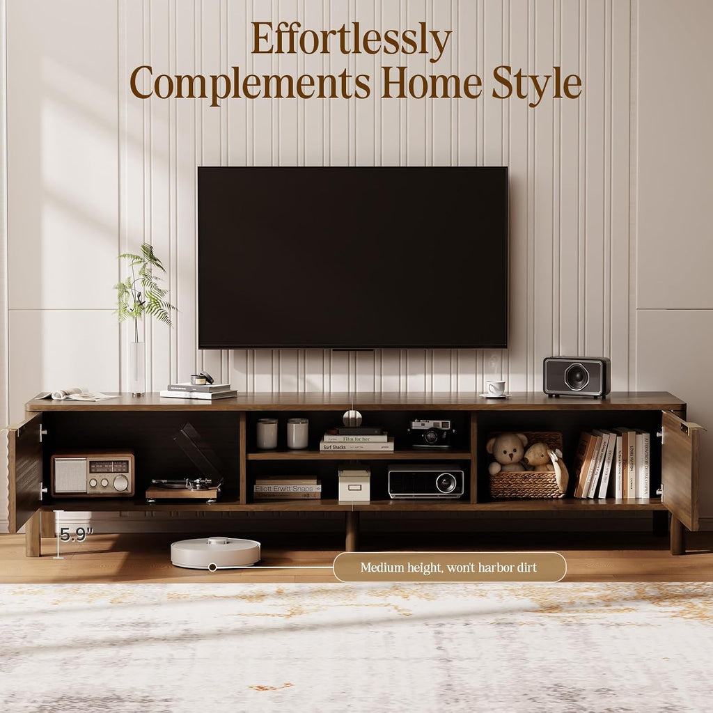 TV Stand for Living Room - up to 80 Inch TVs Mid Century Modern Entertainment Center with Storage and Adjustable