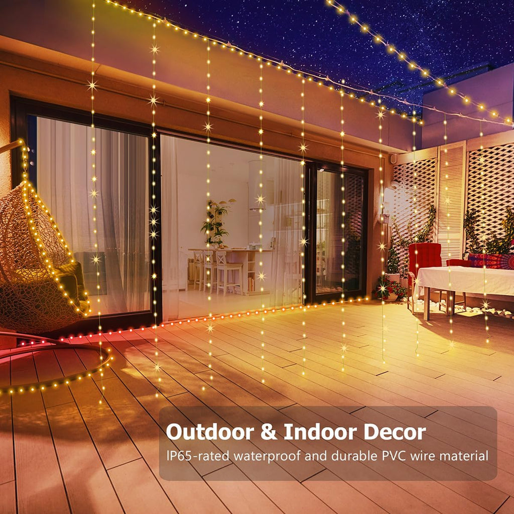 Fairy Curtain Lights 10ft x 10ft, 300 LED Twinkle String Lights