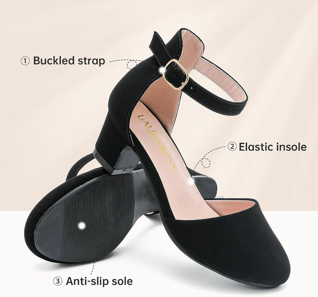 Girls Dress Shoes Closed Toe Pumps High Heels for Little Big Kid