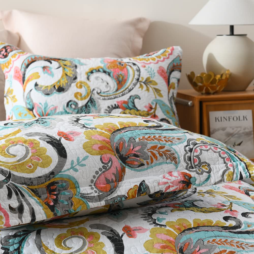 Quilt King Size, 100% Pure Cotton Bedspread, Lightweight Reversible Quilted Coverlet White King Bedding Sets, Vintage