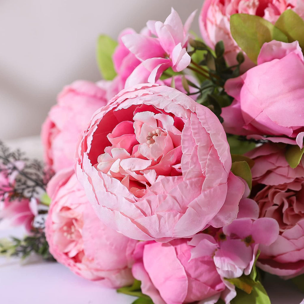 Springs Flowers Artificial Silk Peony Bouquets Wedding Home Decoration,Pack of 1 (Spring Light Pink)