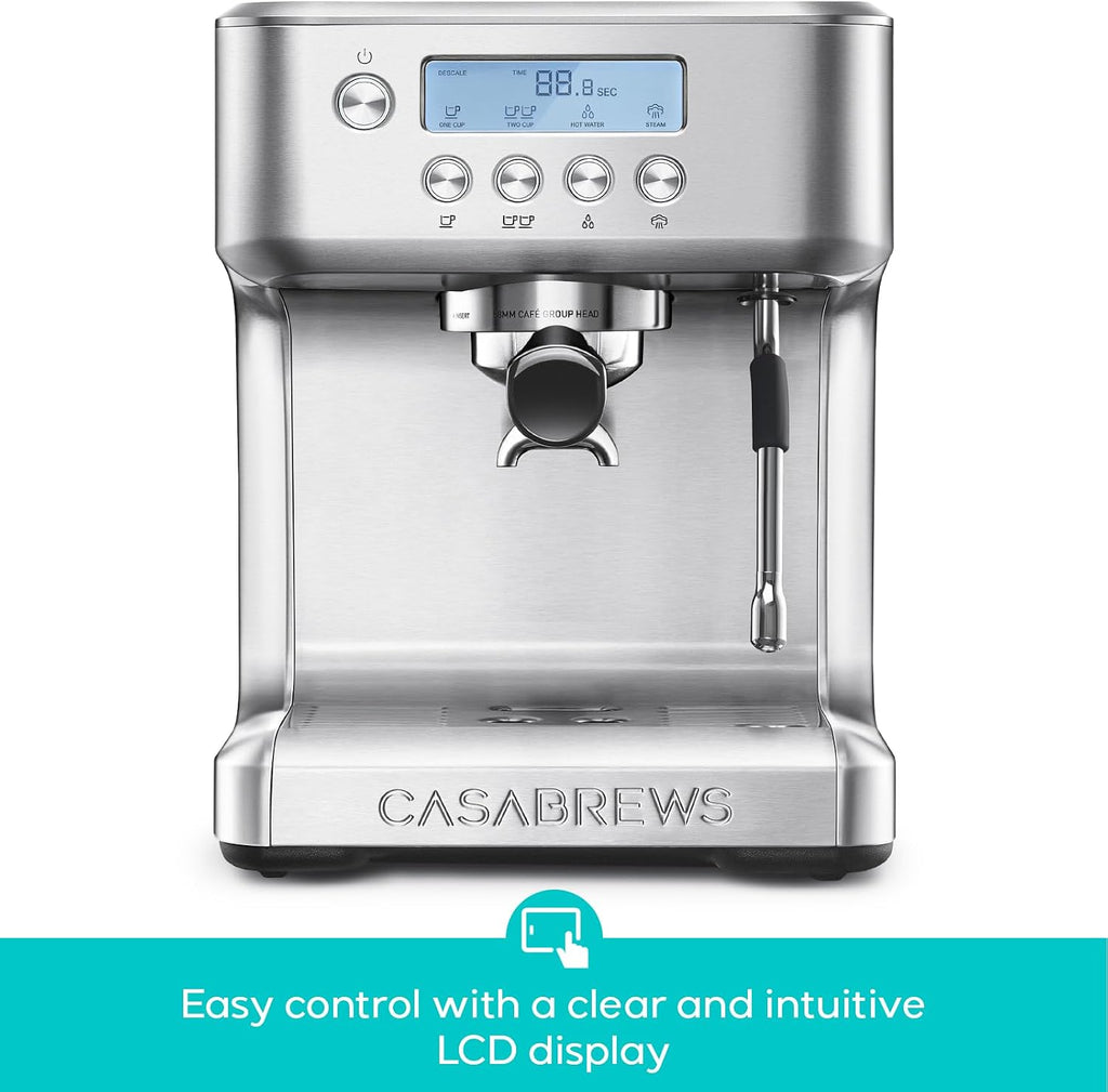 Ultra Espresso Machine, Barista Espresso Maker with Steam Wand | LCD Display, Custom Brew Temp, Latte & Cappuccino