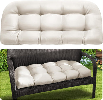 Outdoor Bench Cushion, Memory Foam Loveseat Cushion Furniture Wicker Chair, Settee Porch Swing Seat Cushion, 44 x 19