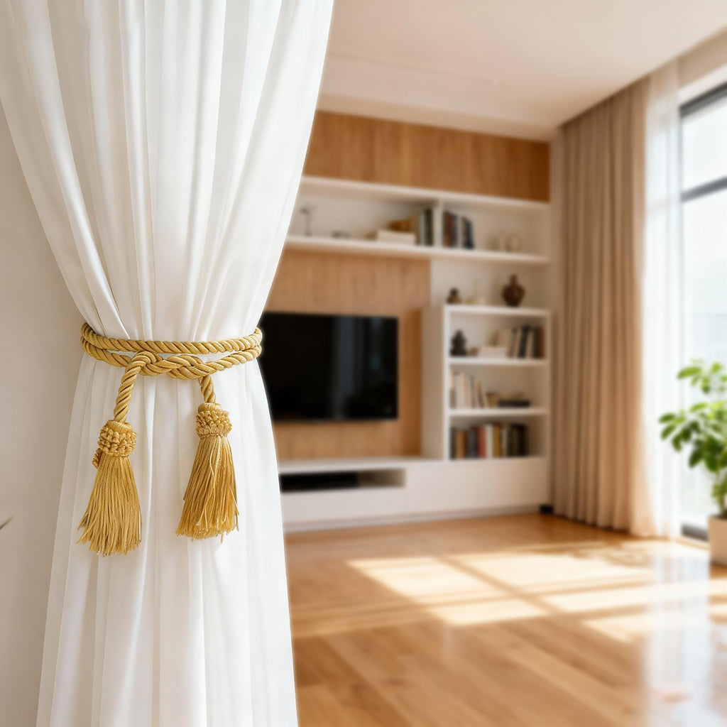 Curtain Tiebacks Handmade Decorative Curtain Holdbacks Rope with Tassel Curtain Pendant Rope Adjustable Ties Door