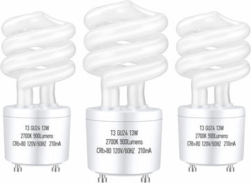 GU24 13Watt 2700K 900lm CFL Light Bulbs Warm White (3-Pack)