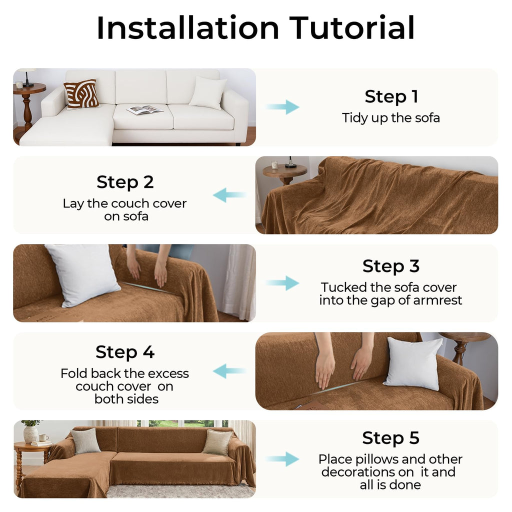Sectional Couch Covers for Sofa Washable L Shaped Couch Cover XXXL
