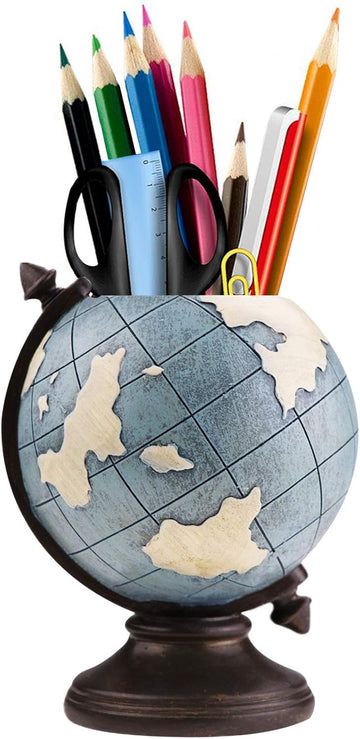 Globe Pen Pencil Holder for Desk Pen Organizer for Desk Desktop Organizer Pencil Cup Pot Desktop Accessories School