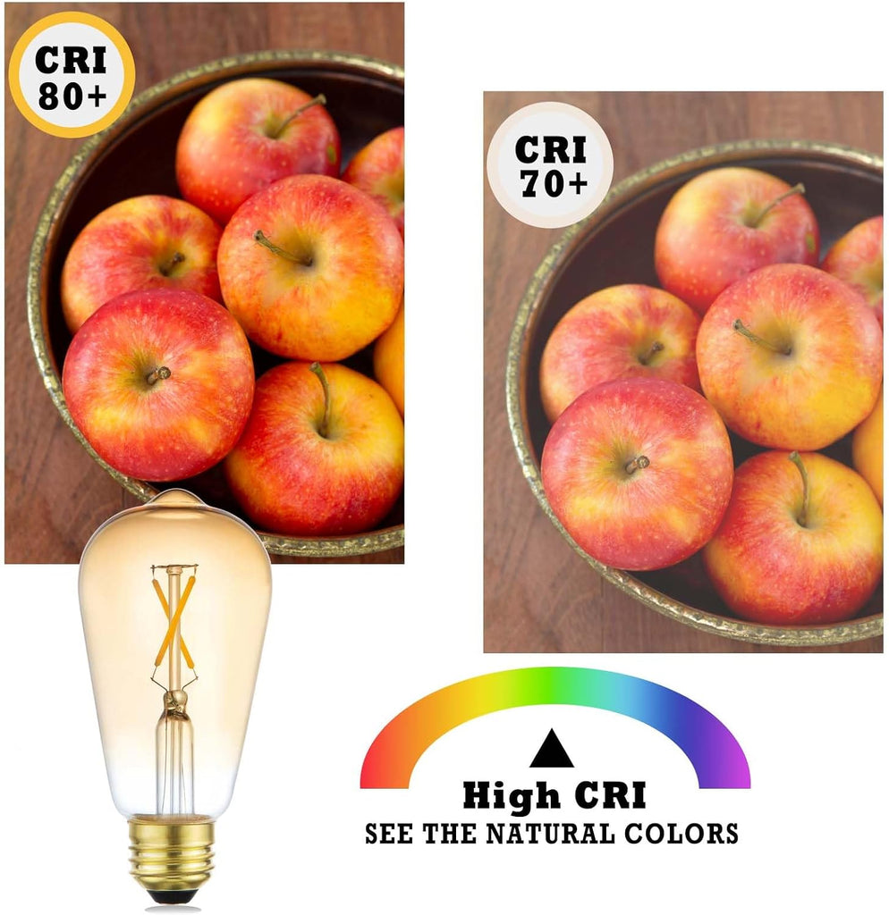 LED Light Bulbs, Dimmable Vintage Light Bulb 25 Watt Equivalent, E26 Filament Bulbs, ST19 Antique Amber Glass Bulbs