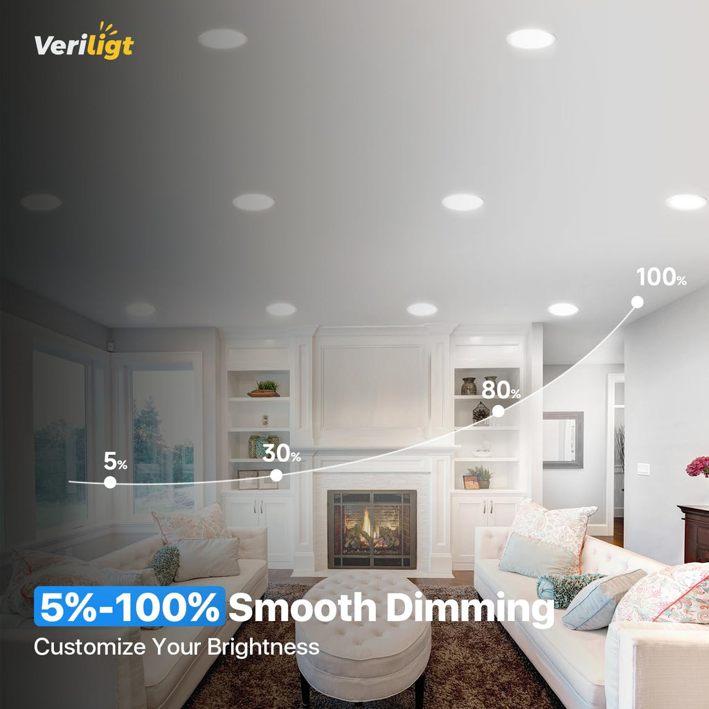12 Pack 4 Inch 5CCT LED Recessed Light, Silm Canless Recessed Lighting, Dimmable, Damp Rated, 2700K-5000K Selectable