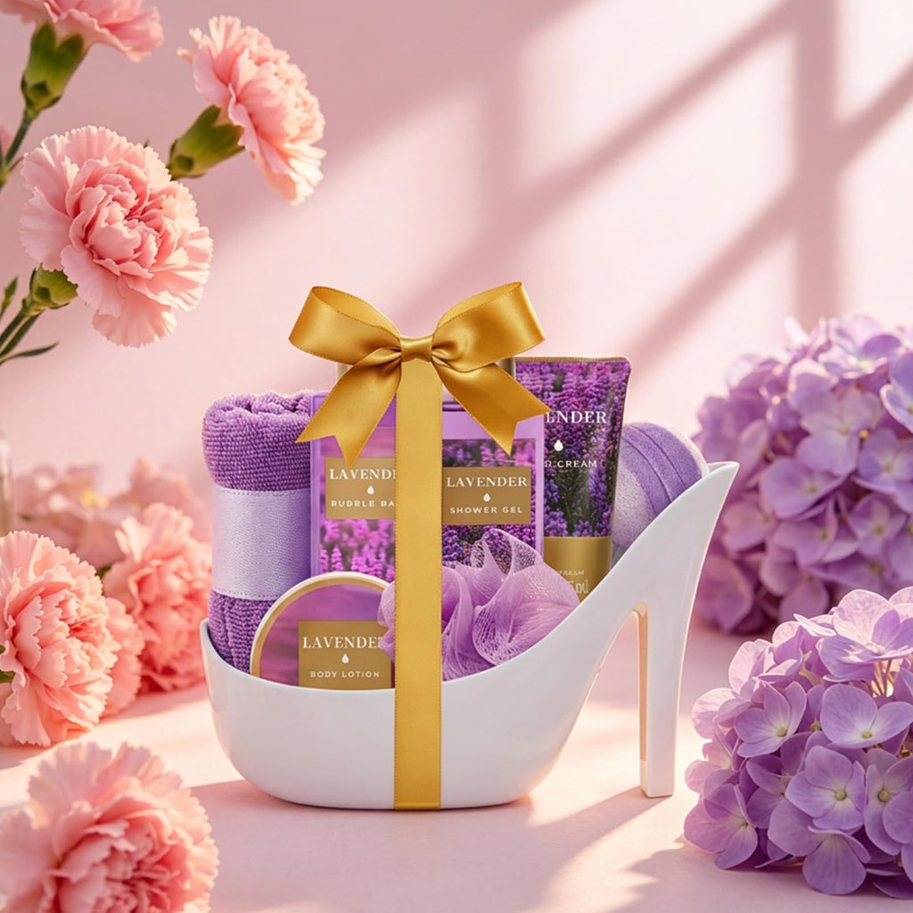 Gifts for Women 8pcs Relaxing Lavender Gift Set for Women High Heel Spa Gift for Womens Birthday Gifts for Womens Mom