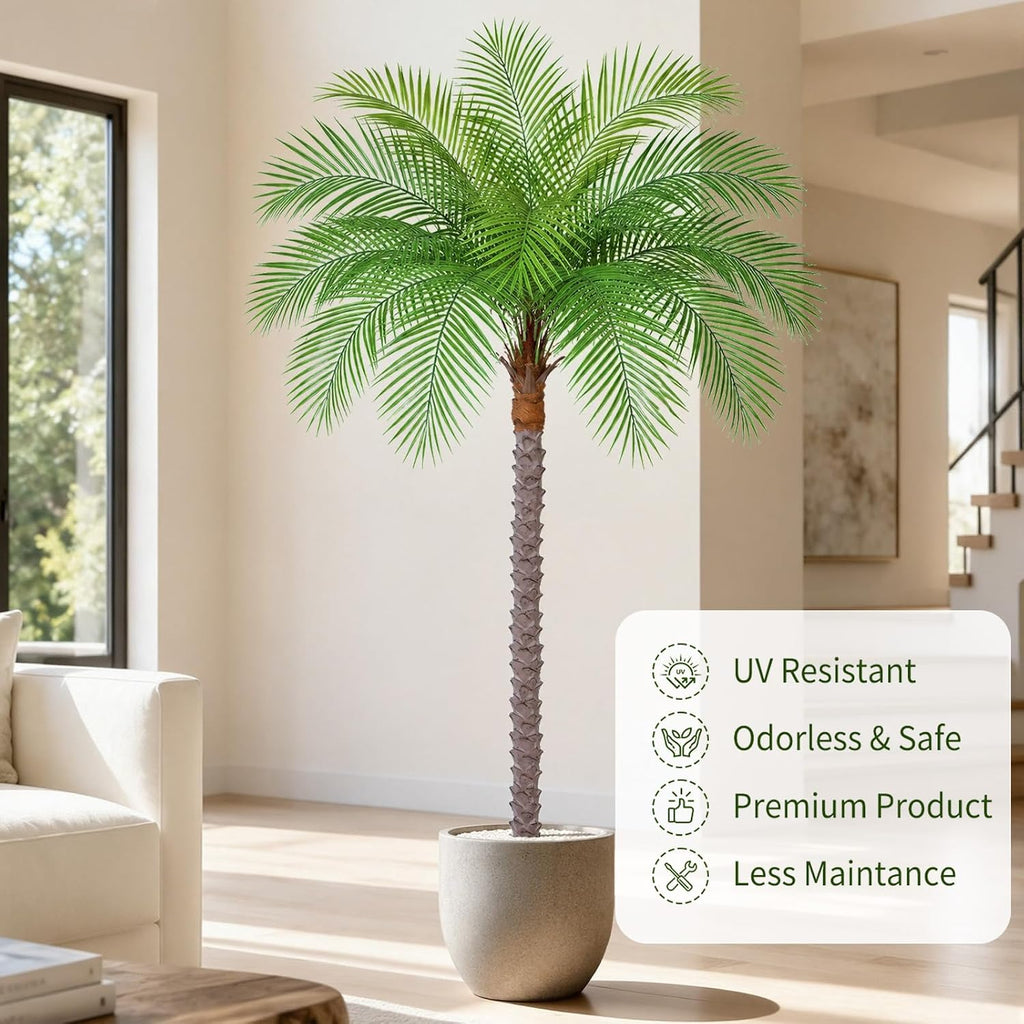6ft Tall Artificial Phoenix Palm Tree with 18 Leaves, Large Fake Tropical Silk Tree Outside, Fake Tree Perfect