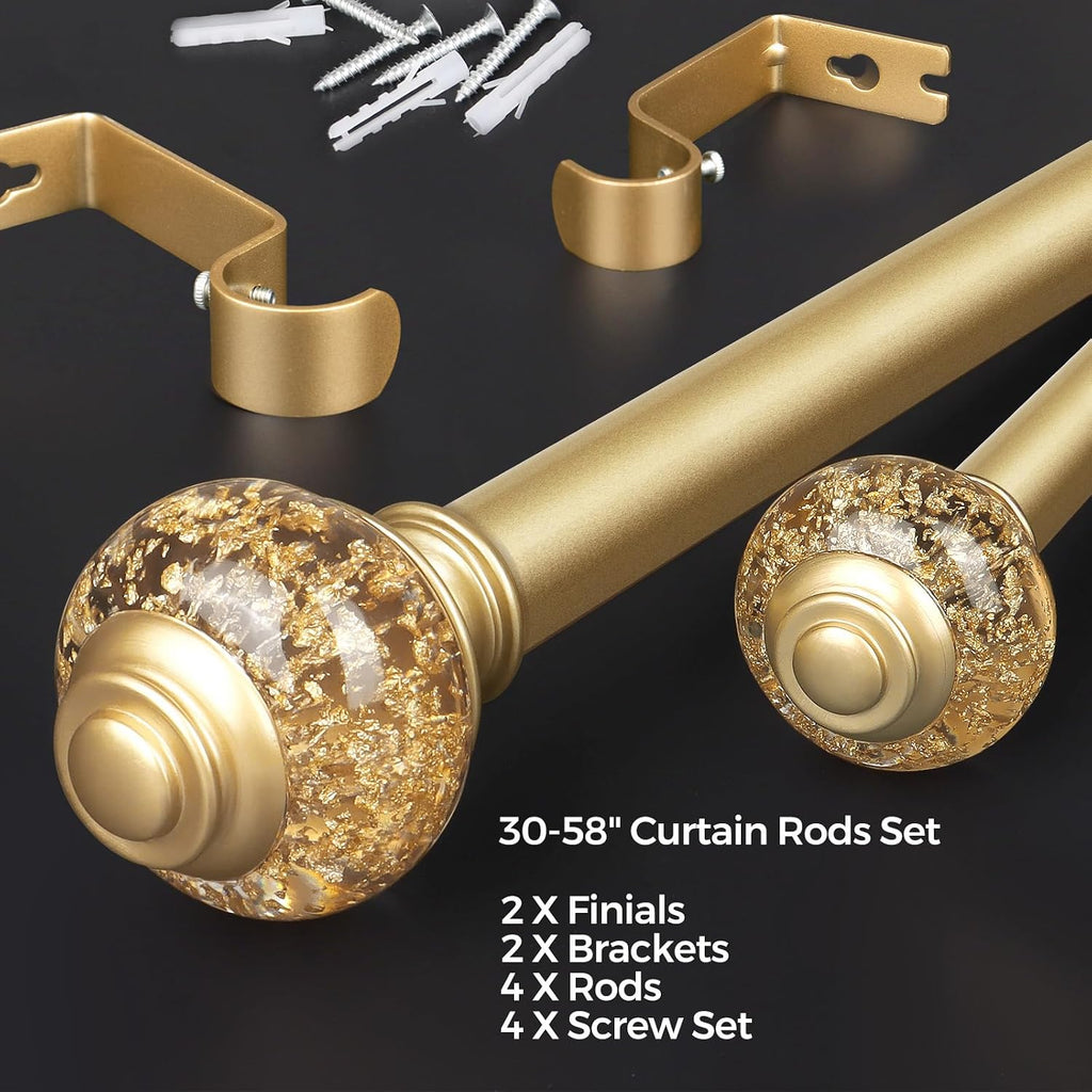 Curtain Rods 32 to 58 Inches (2.6-4.8ft), 7/8 Inch Telescoping Splicing Drapery Rods for Windows 20 to 54 Inch