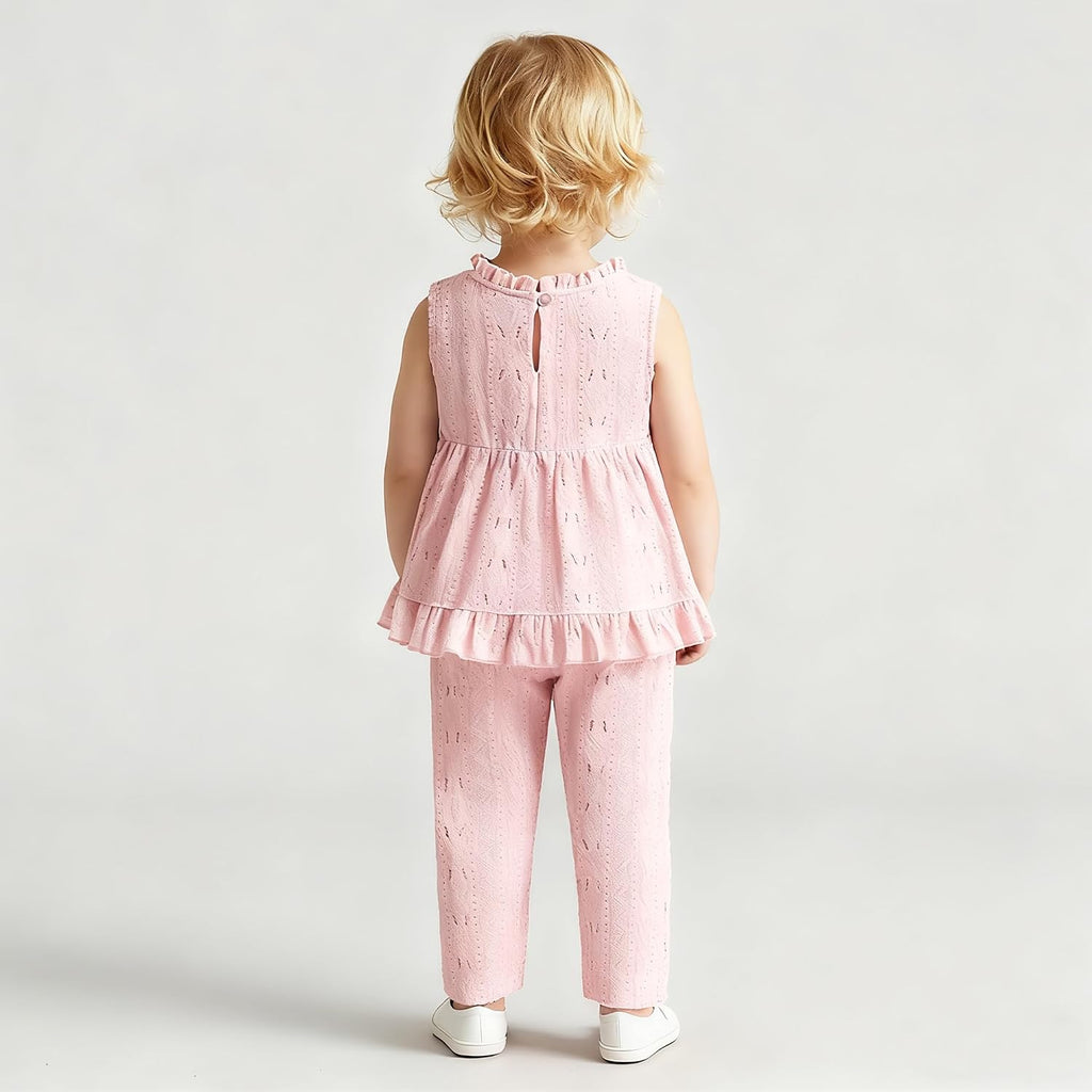 Toddler Girls 2 Piece Summer Outfit, Ruffle Tank Top and Pants Set