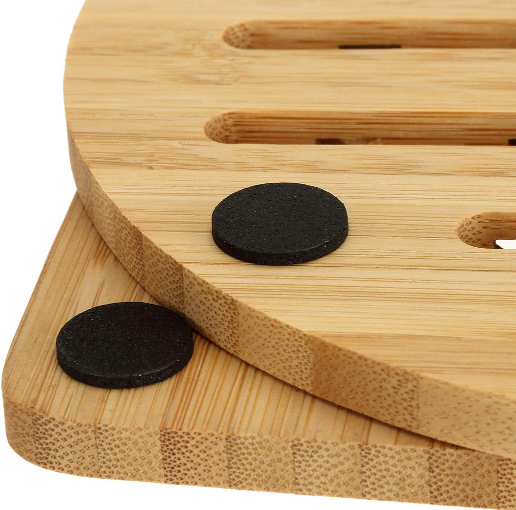Bamboo Trivets with Dish Rack - Bamboo Trivet Mat Hot Pads Trivet for Hot Dishes, Pot, Bowl, Teapot - Set of 8