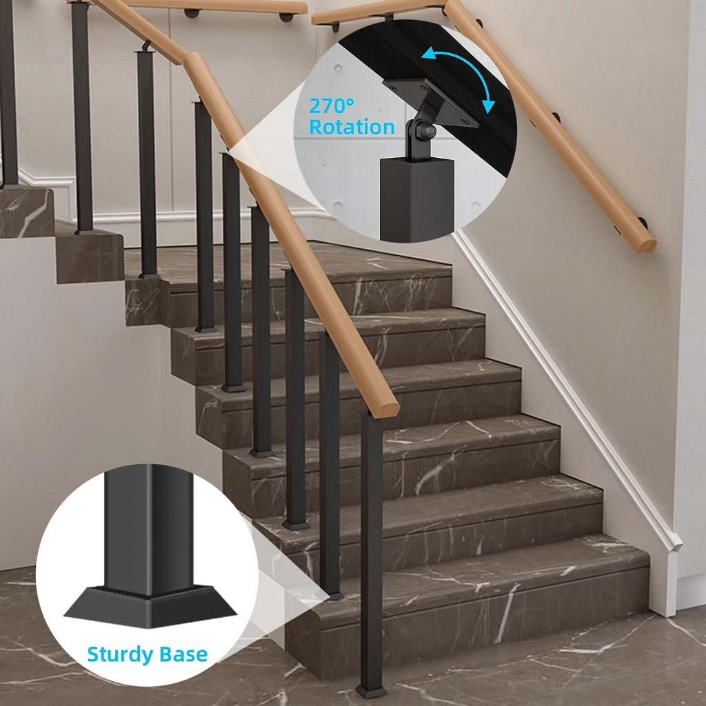 34/36/38/40/42in Stair Railing Posts, Indoor Outdoor 270°Adjustable Metal Baluster Post, Staircase Balusters with