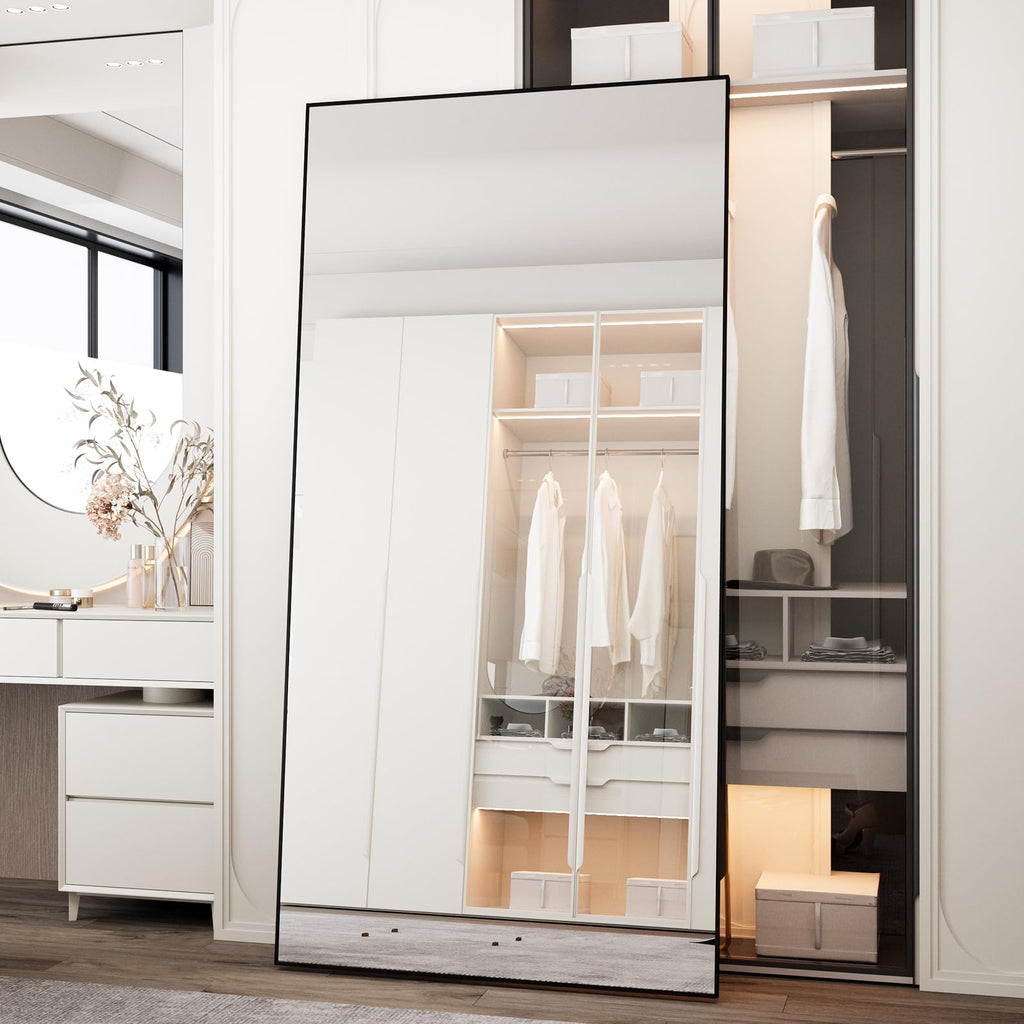 76"x34" Full Length Mirror, Black Floor Mirror