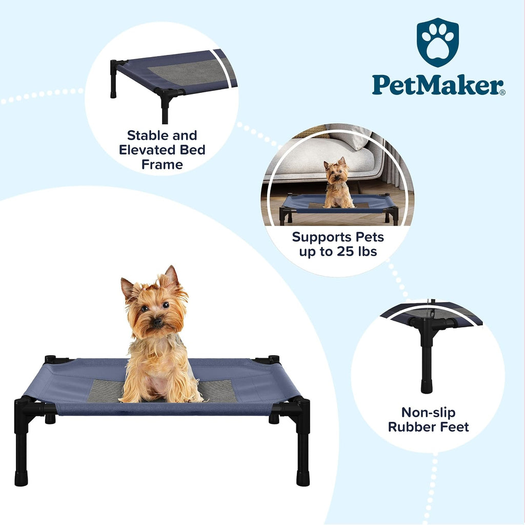 Elevated Dog Bed - 24.5x18.5-Inch Portable Pet Bed with Non-Slip Feet - Indoor/Outdoor Dog Cot or Puppy Bed for Pets