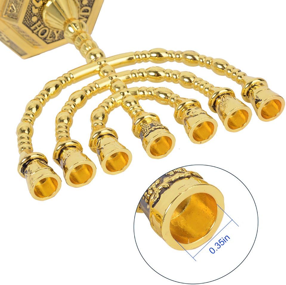 12 Tribes of Israel , Jerusalem Temple 7 Branch Jewish Candle Holder (5 Inches, Gold)