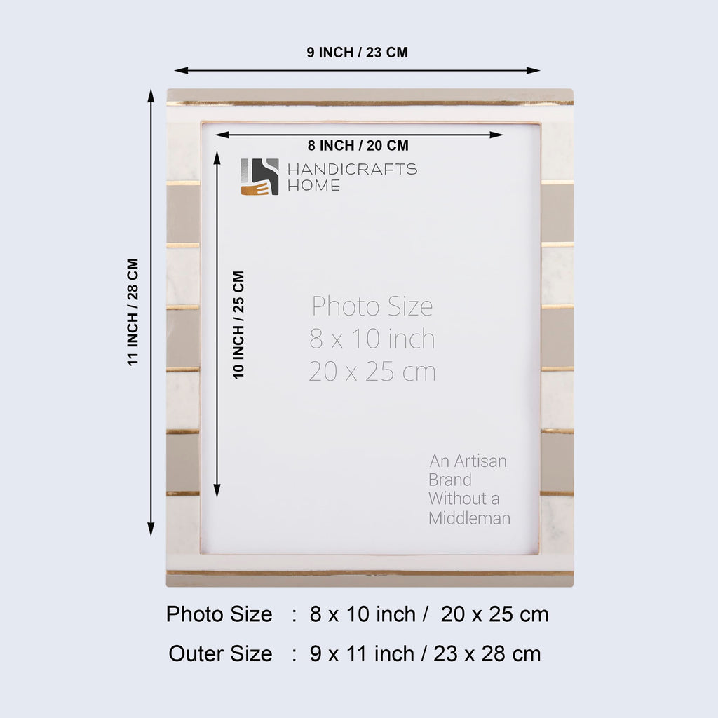 Handmade Decorative Resin Inlay & Brass Picture Frame, 8x10
