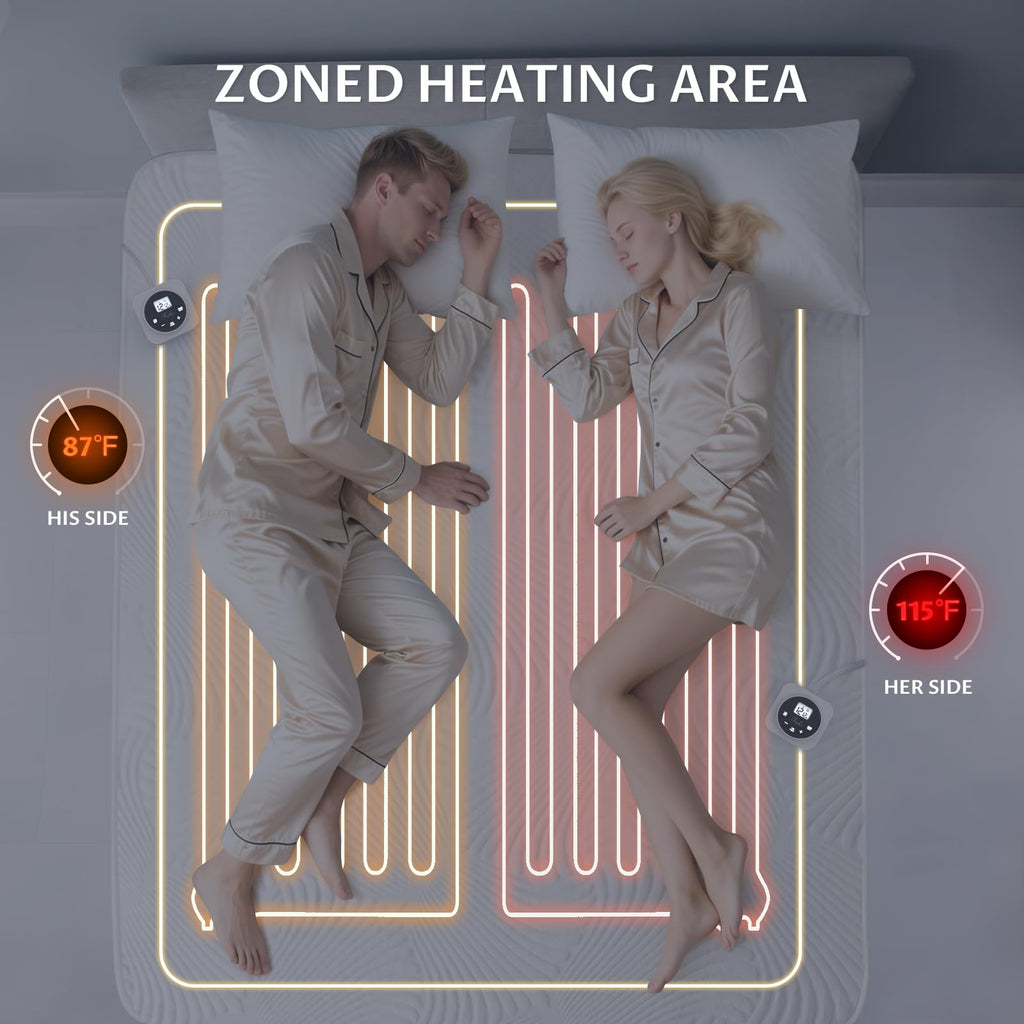 Heated Mattress Pad, 3D Air Fabric, Preheat & Memory for Cold Winter