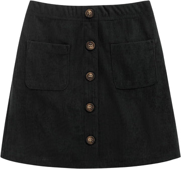 Girl Corduroy Skirts Kids Fall Winter Button Mini Skirt with Pockets
