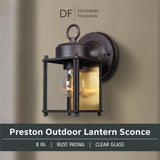 1161-RP Porch Outdoor Wall Lantern Sconce, 8in H, Rust Patina