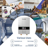 Tankless Water Heater 6.5KW 240V, Instant Electric Water Heater Self Modulating Technology, Overheating Protection