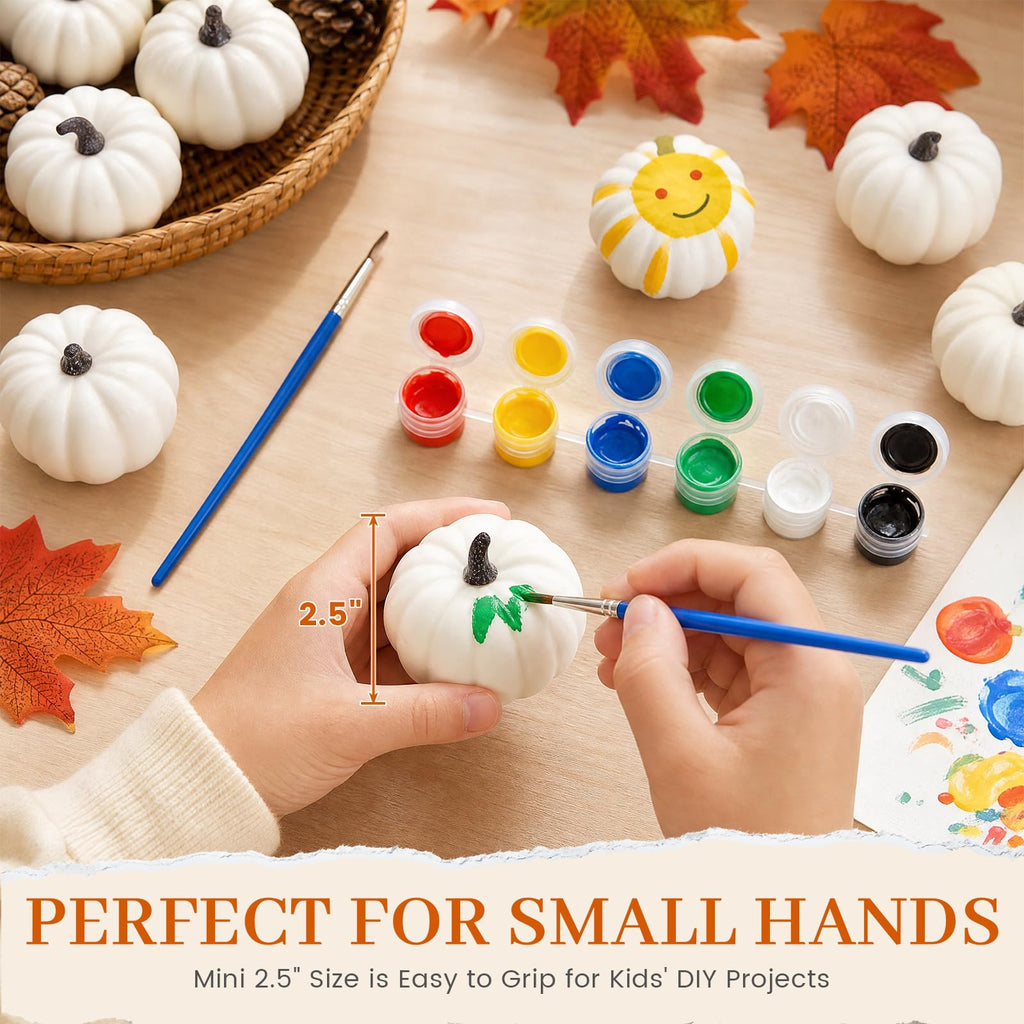 12 PCS Small White Pumpkins for Decor, Fake Pumpkins to Paint