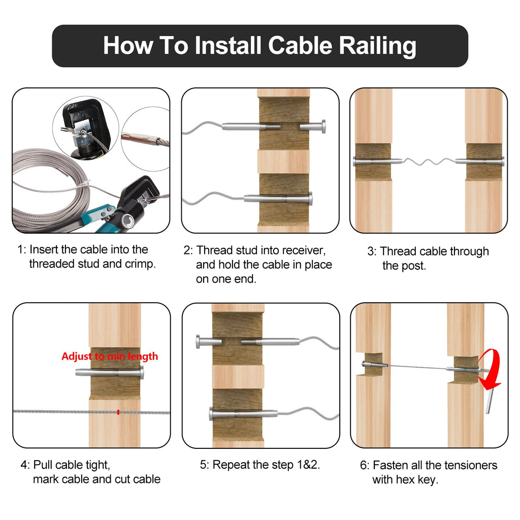 24 Pack 3/16" Invisible Cable Railing kit, T316 Stainless Steel Invisible Receiver and Swage Stud End for 3/16 Inch
