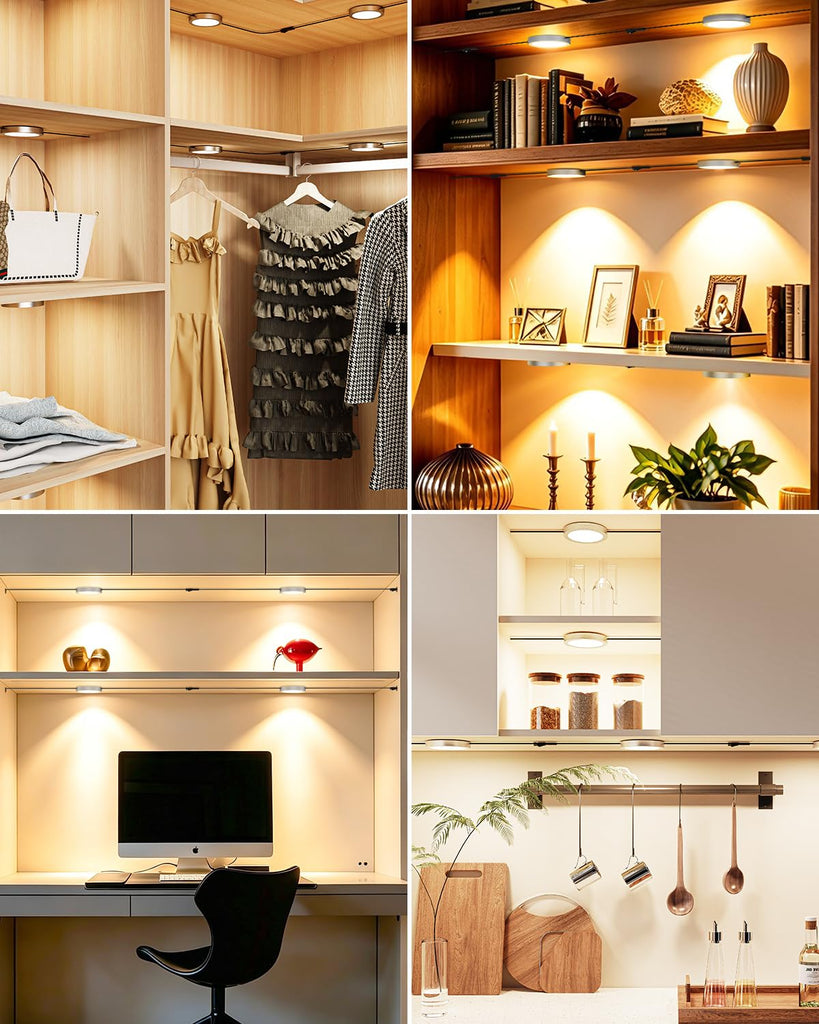Smart Under Cabinet Lighting 6-Pack, LED Puck Lights Dimmable