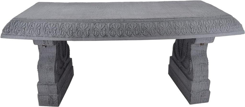 BE02 Fiberclay Garden, Outdoor Bench, Patio Seating for Front Porch Park Outside Furniture Decor, Gray