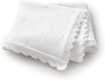 Organic Cotton Baby Blanket for Boys Girls, 30x40 Inch (White)