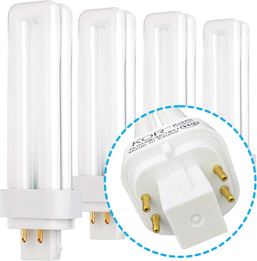 13W Double Tube CFL Light Bulbs, G24Q-1 4-Pin, 4100K Cool White, 4 Pack