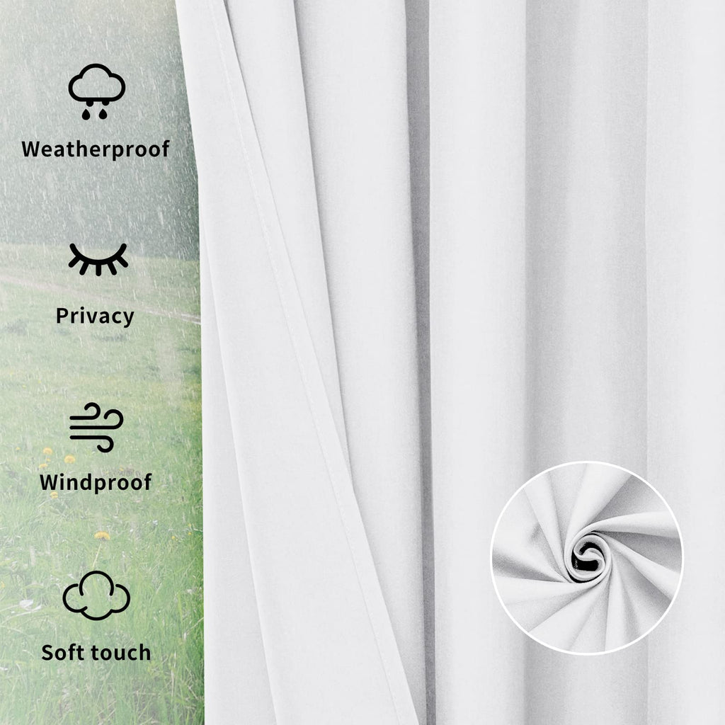 Outdoor Curtains 2 Panels, 54x96 inch, White