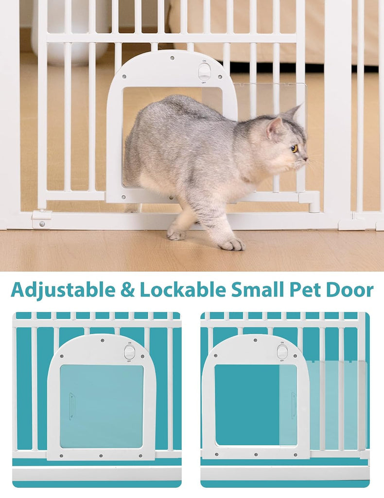 55" Extra Tall Pet Gate with Cat Door, 29"-43" Dog Gate Indoor
