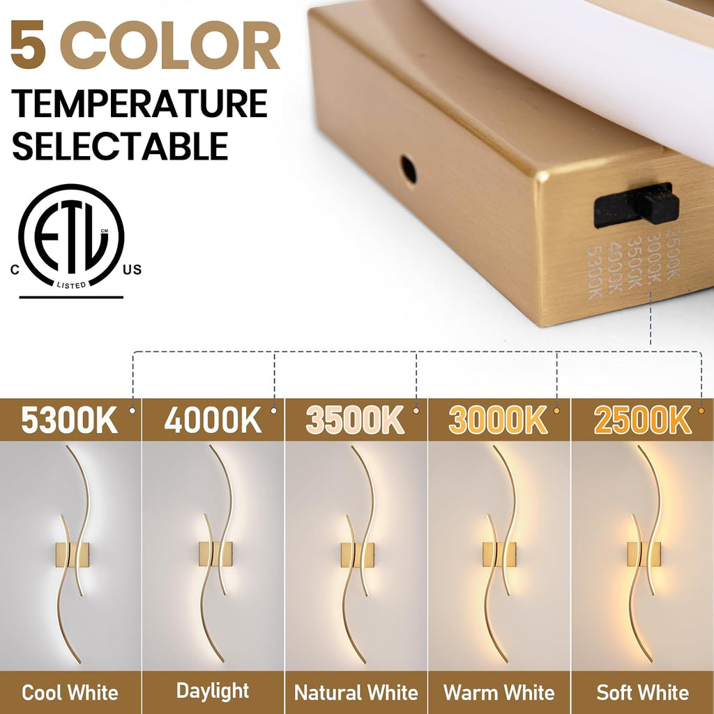 Modern Wall Sconce Set of, 5CCT Dimmable Indoor Led Wall Sconce Lighting Set of 2, 31.5 Inch Wall Light Fixtures