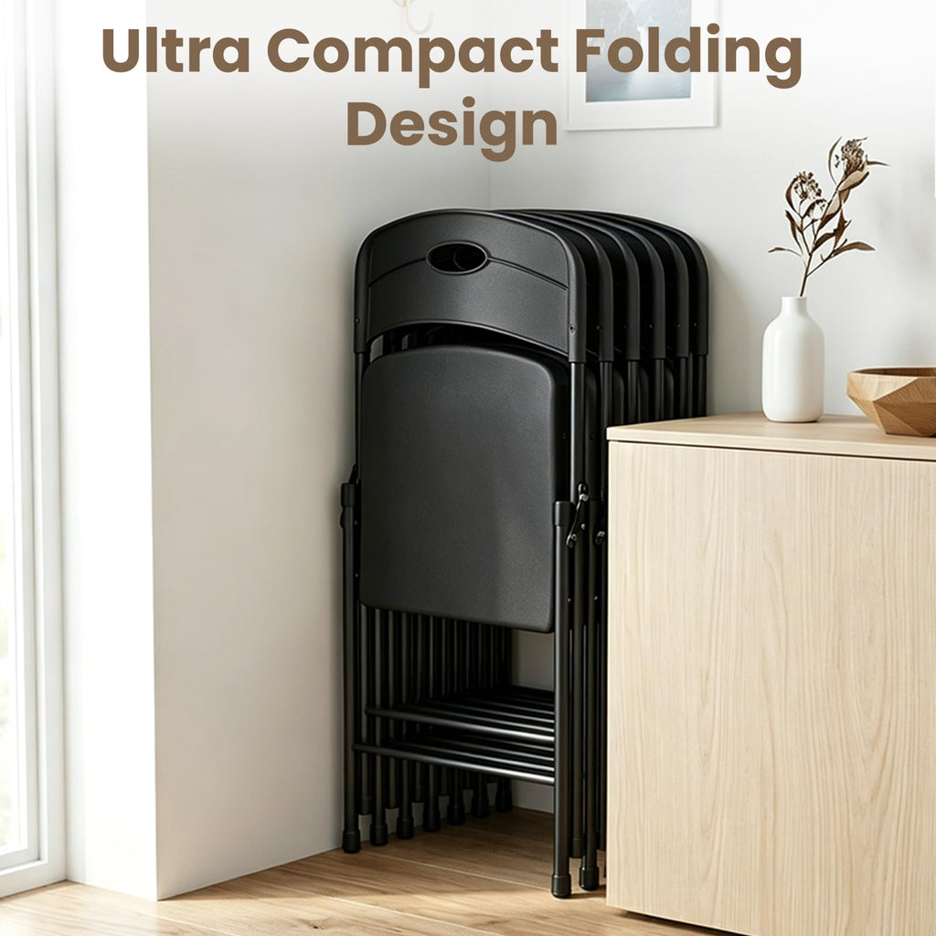 Folding Chairs 4 Pack, 350 lbs Heavy Duty Metal Frame Plastic Foldable Chair, Ergonomic Portable Folding Chair with