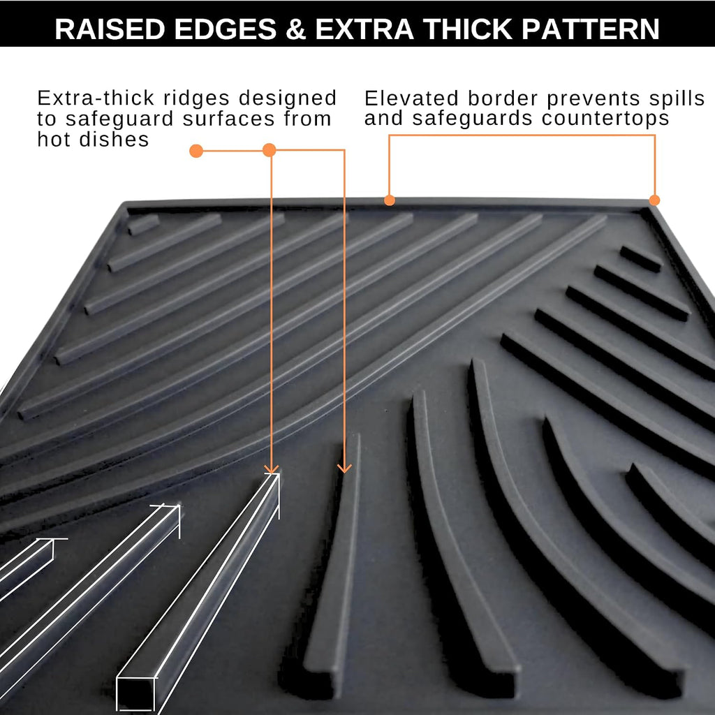 Large Silicone Trivet 16in x 12in hot Pads countertops mat with Modern Design, Heat Resistant for Hot Dishes, Dish