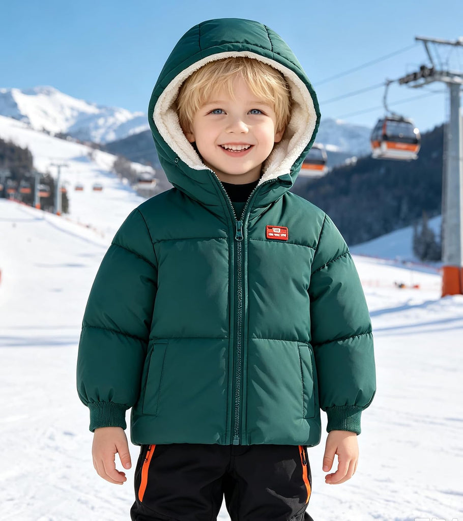 Baby Hooded Puffer Jacket,Fleece Lined Winter Coat