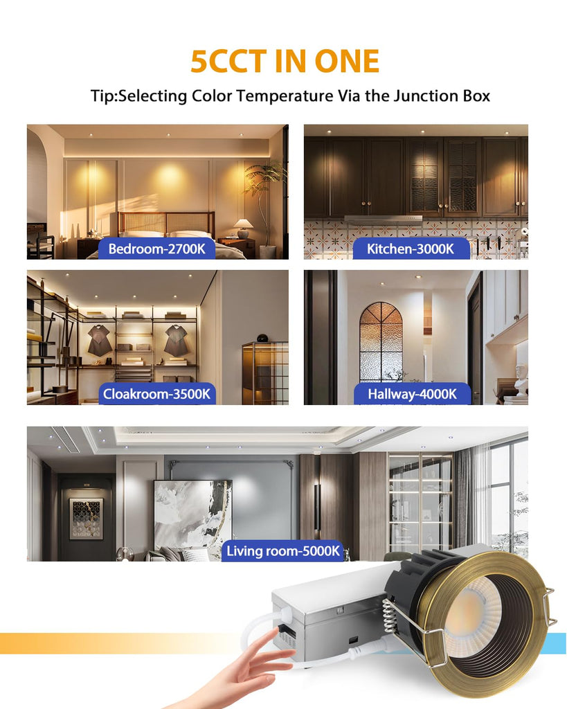 2 Inch 5CCT Bronze Anti-Glare LED Recessed Ceiling Light