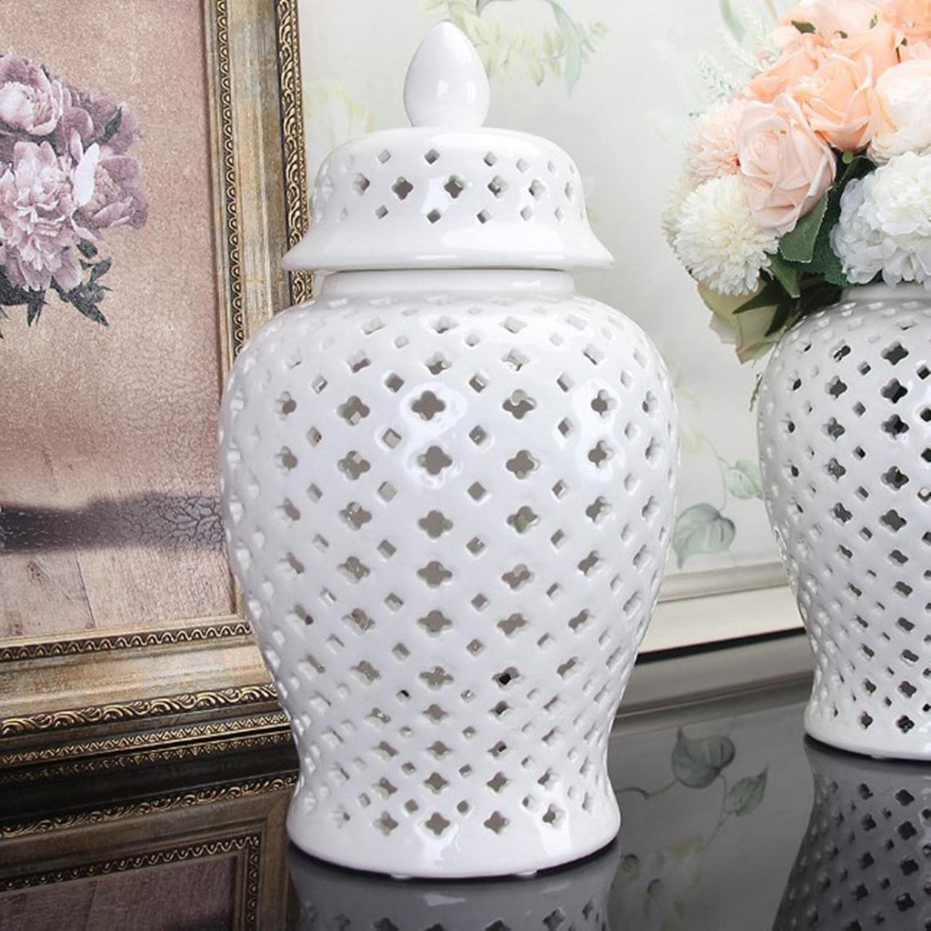 Classical Ceramic Ginger Jar Vase Temple Jar Decor Porcelain Storage Jar