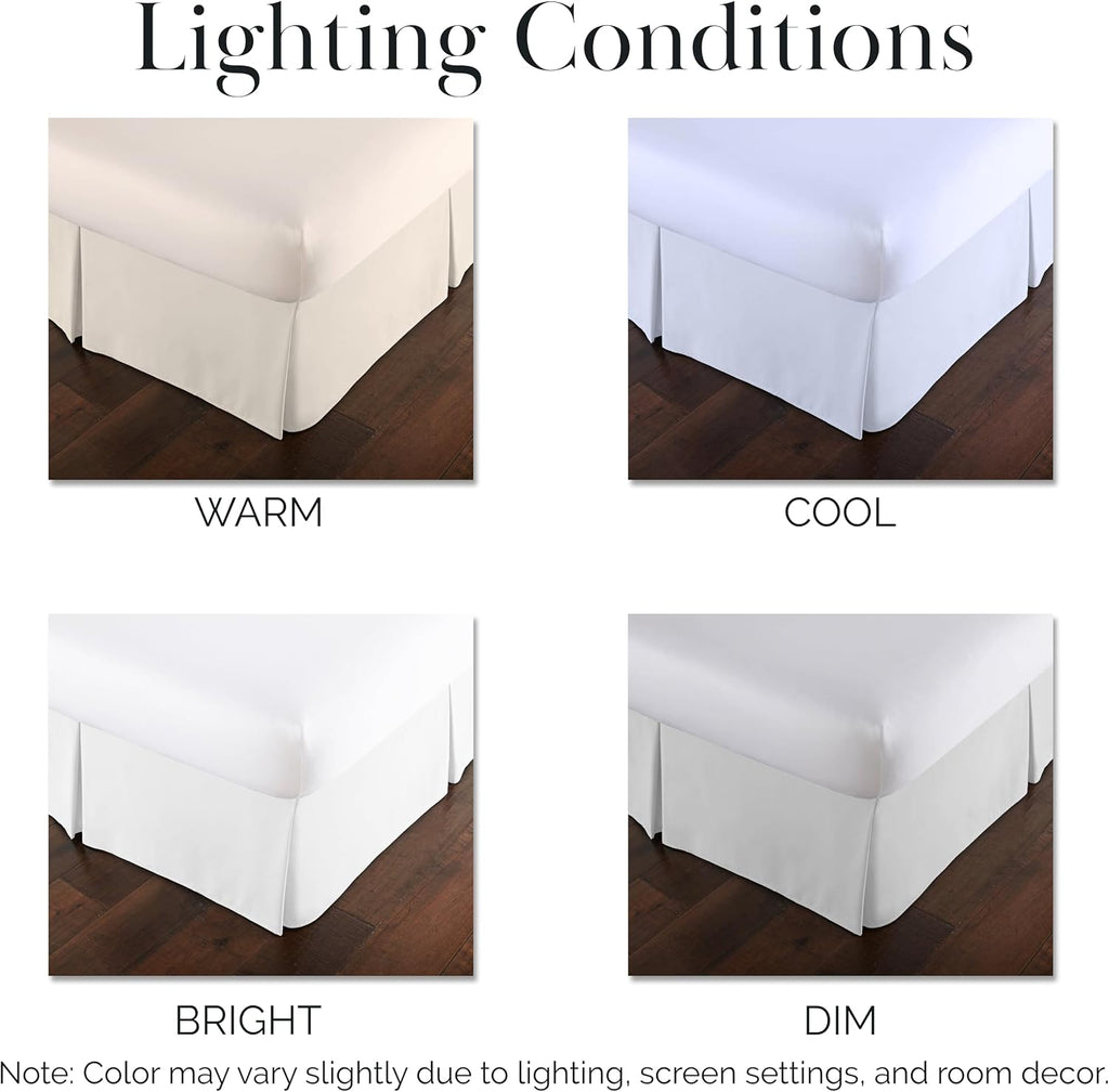 Queen Bed Skirt 14 Inch Drop, Pleated Dust Ruffle for Bed Skirting Queen Size - Platform Cover, Split Corners