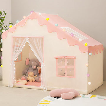 Kids Play Tent with Mat & Ball Lights for Toddlers, Pink