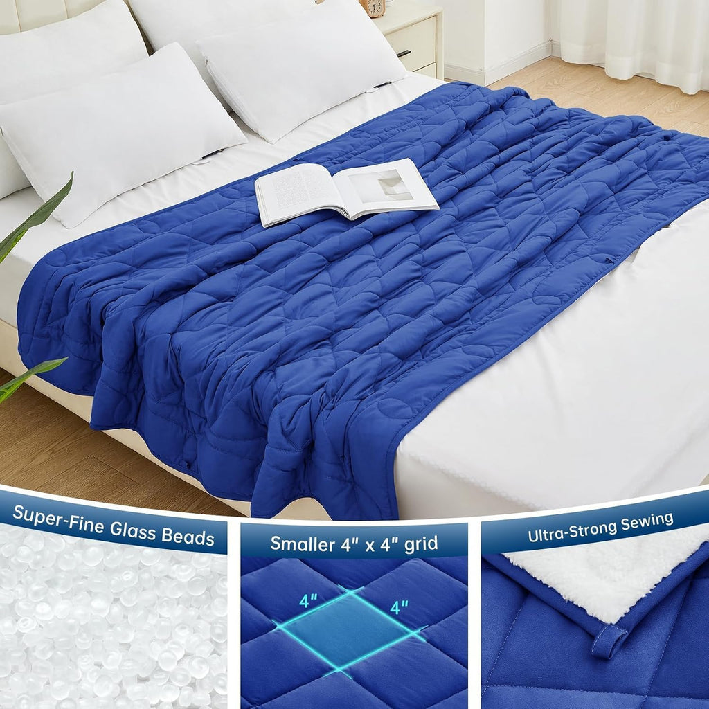 Sherpa Reversible Weighted Blanket, Cooling Heavy Blanket for Adults, Reversible Design with Plush Sherpa Fleece and