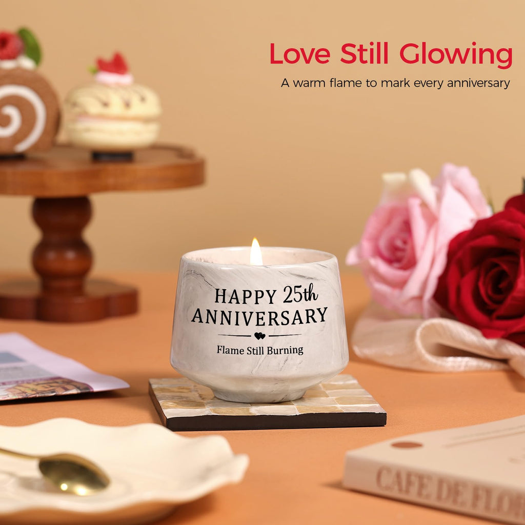 25th Anniversary Candle - 25th Anniversary Wedding Gifts for Couple, Women, Men 6oz Lavender Scented Candle, Romantic
