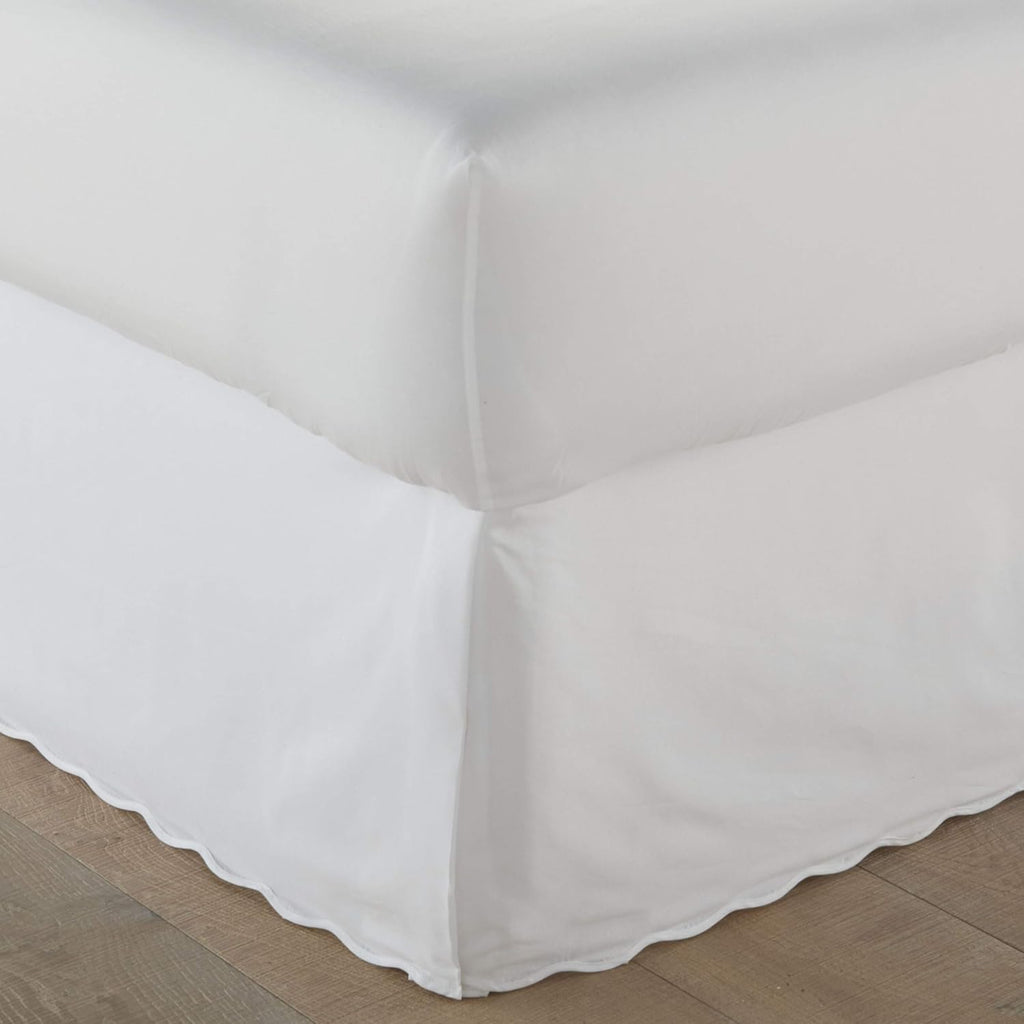 Queen Bedskirt, Cotton Tailored Bedskirt with Split Corners, Oeko-Tex Certified (Solid White)