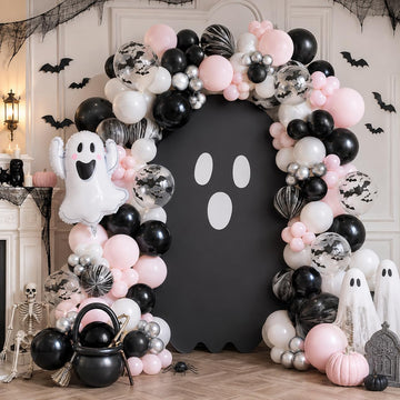 Pink Ghost Halloween Balloon Arch Garland Kit Spooky One Birthday Balloons