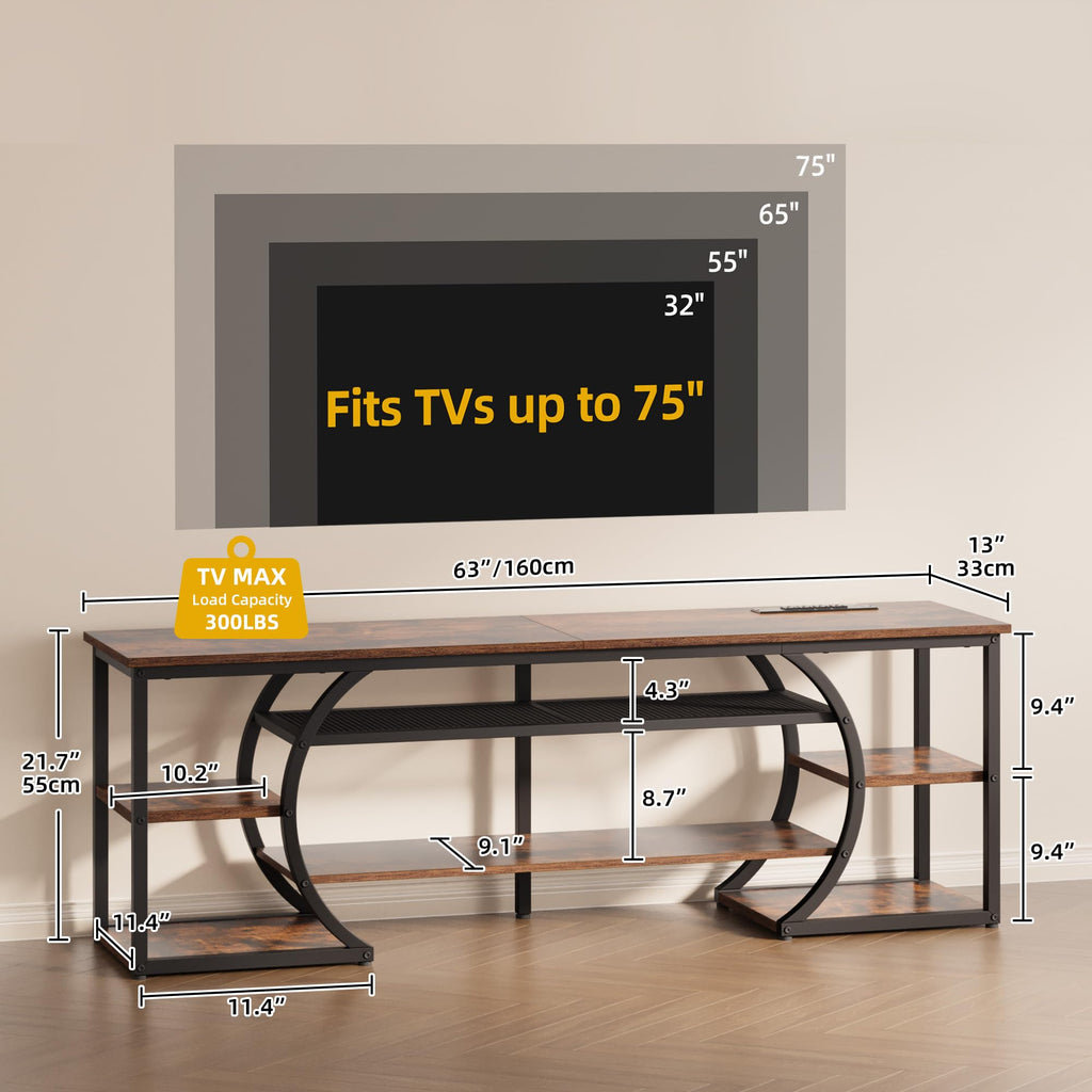 TV Stands, LED Entertainment Center, Rustic Brown
