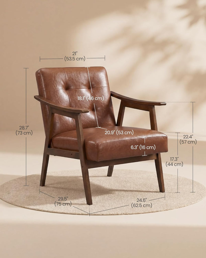 Accent Chair, PU Leather Armchair, Button Tufted, Thick Cushion